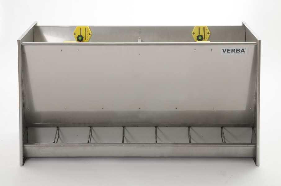 A00-1133 RVS SL773D Comedero de pienso seco de acero inoxidable para lechones Comedero doble de acero inoxidable para lechones, para pienso seco